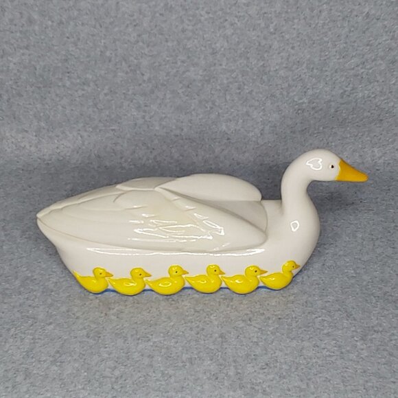 Vintage 1985 Ceramic Duck & Ducklings Candy Treat Dish with Lid Hand Painted - Picture 14 of 14